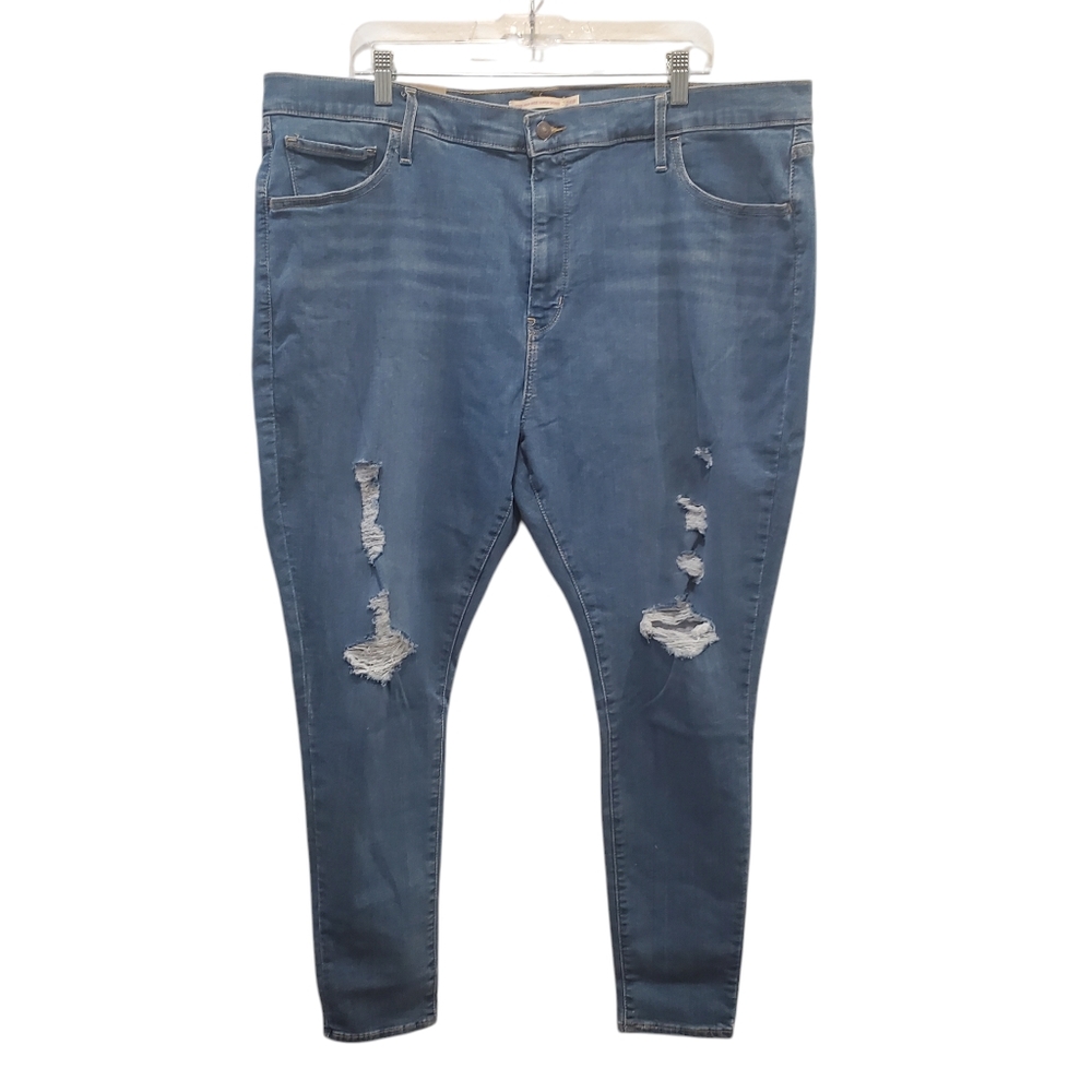 Levi's 720 High Rise Super Skinny Jeans New NWT Size 24W Blue Distressed Denim